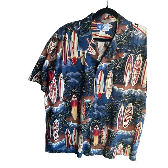 RJC Hawaii Men's Vintage Hawaiian Shirt Surf Board Button Up - Pocket Size 2XL - Picture 2 of 5